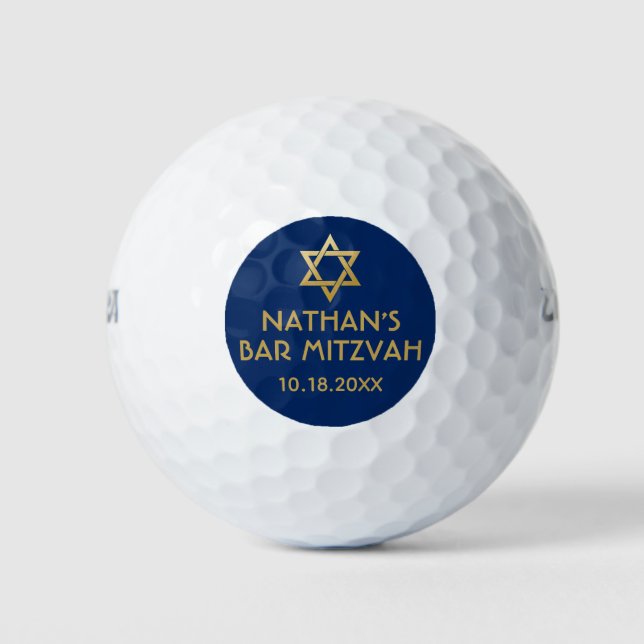 Bar Mitzvah Golf Ball favorisiert Blue Gold (Vorderseite)
