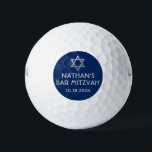 Bar Mitzvah Golf Ball Favoriten Blue Gray<br><div class="desc">Golf Ball Bar Mitzvah Save the Dates and Favors in modernen und minimalistisch blau und silber grau personalisiert mit Ihrem Namen und Party Datum und ein Star of David an der Spitze. Hintergrund- und Schriftart-Farben können so geändert werden,  dass sie Ihrem Event-Farbdesign entsprechen,  klicken Sie einfach auf "Weiter anpassen".</div>