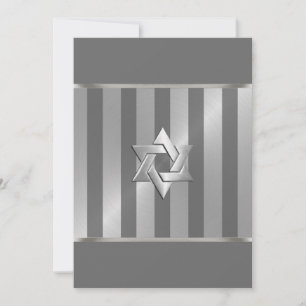 Bar Mitzvah Gray und Silver Stripe Star von David Einladung