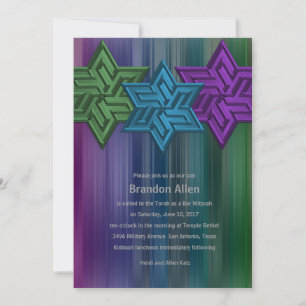 Bar Mitzvah Green Aquamariner und Lila Star von Da Einladung