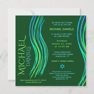 Bar Mitzvah Green Gebet Shawl Einladung