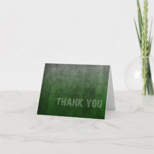 Bar Mitzvah Grunge Green Carte de remerciements