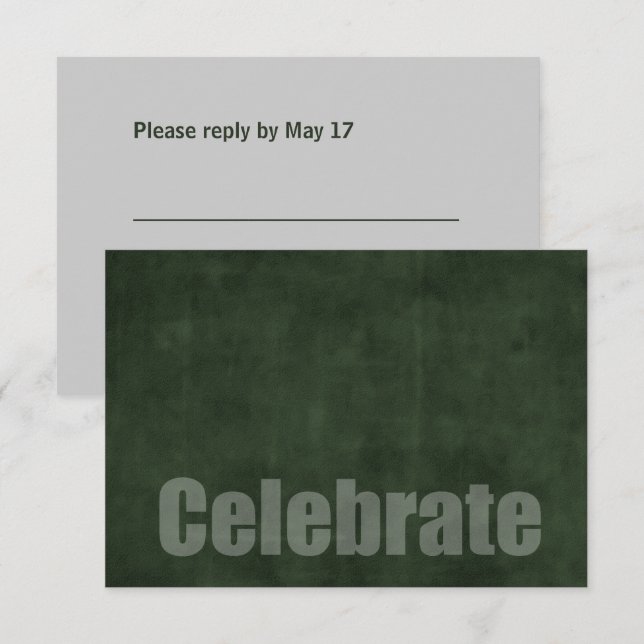 Bar Mitzvah Grunge Green RSVP-Karte Einladung (Vorne/Hinten)