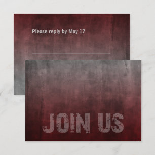 Bar Mitzvah Grunge Red RSVP Card Karte