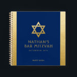 Bar Mitzvah Guest Signature Book Blue und Gold Notizbuch<br><div class="desc">Elegantes modernes Blue und Gold Klassik erschwinglich und lässig personalisierte Bar mitzvah Gästebuch mit individuelle Name,  Datum und Star of David. Gold ist ein authentisch aussehender Imitat Gold Textur Effekt,  NICHT echte Goldfolie.</div>