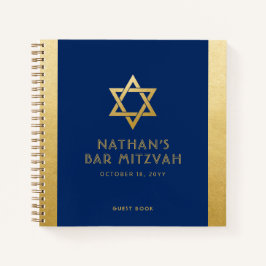Bar Mitzvah Guest Signature Book Blue und Gold Notizbuch
