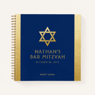 Bar Mitzvah Guest Signature Book Blue und Gold Notizbuch