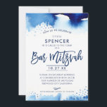 BAR MITZVAH handsigniert blaues Aquarell-Hebräisch Einladung<br><div class="desc">von kat massard >>> kat@simplysweetPAPERIE.com << Ein super cooles und modernes Einladungs-Design für den BAR MITZVAH TIP Ihres Sohnes :: 1. Um Grafiken und Schriftart zu ändern/zu verschieben und mehr Text hinzuzufügen, klicken Sie auf den Button "Anpassen". - - - - - - - - - - - - -...</div>