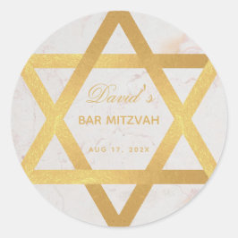 Bar Mitzvah Imitate Gold Star von David Script Mar Runder Aufkleber