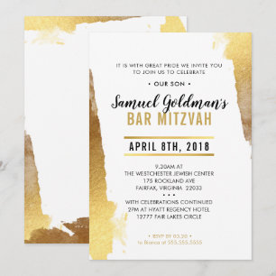 BAR MITZVAH INVITATION moderne luxe doré frontière