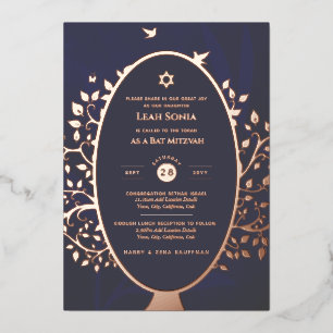Bar Mitzvah Invitation VÉRITABLE FOIL Arbre de Vie