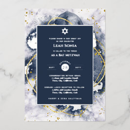 Bar Mitzvah Invitation Véritable huile Agate Or Bl