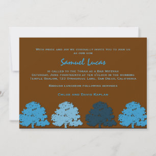 Bar Mitzvah Invitations Samuel Lucas Blue Trees