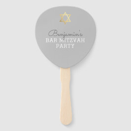BAR MITZVAH INVITE FAN Moderner Goldstar grau Fächer
