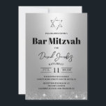 Bar Mitzvah Jüdischer Star von David Modern Silver Einladung<br><div class="desc">Bar Mitzvah Star von David Modern Silver jüdischen Einladungen.</div>