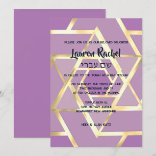 Bar Mitzvah Layered Stars von David Any Colors Einladung