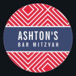 BAR MITZVAH, leicht geometrisch, rot Runder Aufkleber<br><div class="desc">von kat massage >>> https://linktr.ee/simplysweetpaperie <<<</div>