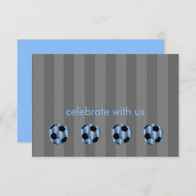 Bar Mitzvah Light Blue und Black Soccer Ball Einladung (Vorne/Hinten)