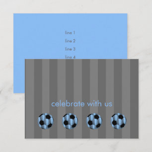Bar Mitzvah Light Blue und Black Soccer Ball Einladung