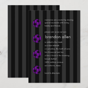 Bar Mitzvah Lila und Black Soccer Ball Einladung