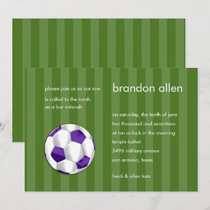 Bar Mitzvah Lila und weißer Fußballball Einladung