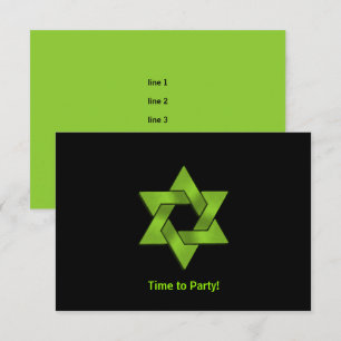 Bar Mitzvah Lime Green Black Star von David Party Einladung