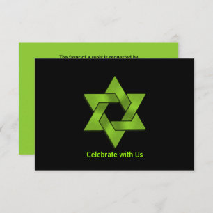 Bar Mitzvah Lime Green sur Black Star David RSVP
