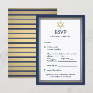 Bar Mitzvah Mahlzeiten Optionen Song Anfrage Blue  RSVP Karte