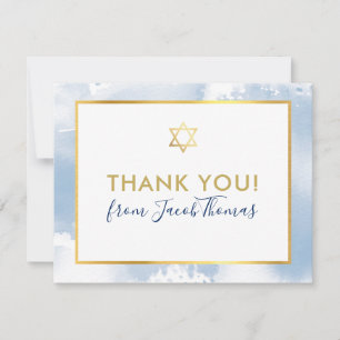 BAR MITZVAH merci étoile or bleu aquarelle