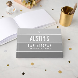 BAR MITZVAH modern fett Ombre grau Gästebuch