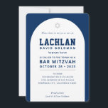 BAR MITZVAH modern minimal arch navy blue white Einladung<br><div class="desc">by kat massard >>> WWW.SIMPLYSWEETPAPERIE.COM <<< Love the design, but would like to see some changes - another color scheme, product, add a photo or adapted for a different occasion - no worries simply contact me - I am happy to help! - - - - - - - - -...</div>