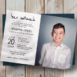 Bar Mitzvah Modern   Minimalist Custom Photo Einladung<br><div class="desc">Composed of playful script and serif typography; All against a backdrop of white background. This design is simple,  modern,  and minimalist.

This is designed by Select Party Supplies,  exclusive for Zazzle.

Available here:
http://www.zazzle.com/selectpartysupplies</div>