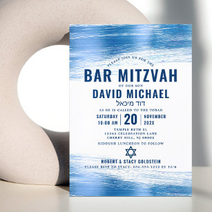 Bar Mitzvah Moderne fette Navy Typografie Blue Foi Einladung