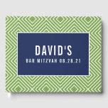 BAR MITZVAH Moderne geometrische Mustermarinengrün Gästebuch<br><div class="desc">von kat massage >>> https://linktr.ee/simplysweetpaperie <<<</div>