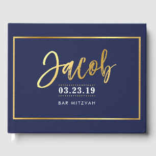 BAR MITZVAH Moderne Imitate Gold für JACOB Gästebuch
