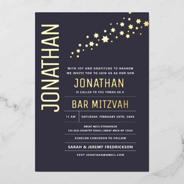 Bar Mitzvah Moderne Kunst, Dichtung und Musik Folieneinladung (Vorderseite)