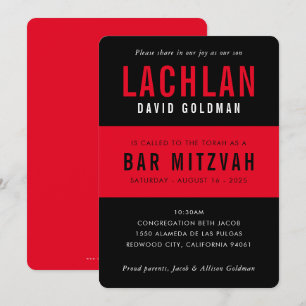 BAR MITZVAH Moderne minimale schlichte Bandschwarz Einladung