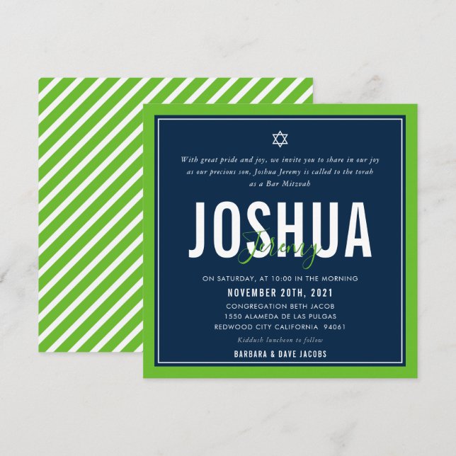 BAR MITZVAH Moderne NFL Seattle Football Green Mar Einladung (Vorne/Hinten)