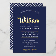 BAR MITZVAH moderne Typografie-Kalligrafie-Marine