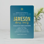 BAR MITZVAH Moderner, blauer Pfefferminzverlauf Folieneinladung<br><div class="desc">durch kat massard >>> kat@simplysweetPAPERIE.com << << CONTACT ME für den benutzerdefinierten Wortlaut oder um irgendwelche Zeilen in hebräischer Liebe das Design hinzuzufügen, aber möchte einige Änderungen sehen - ein anderes Farbschema, Produkt, ein Foto hinzufügen oder angepasst für einen anderen Anlass - keine Sorgen einfach kontaktieren Sie mich - ich...</div>