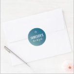 BAR MITZVAH Moderner, blauer Pfefferminzverlauf Runder Aufkleber<br><div class="desc">von kat massage >>> https://linktr.ee/simplysweetpaperie <<<</div>