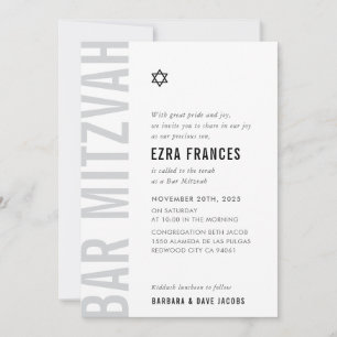 BAR MITZVAH Moderner Minimal-Junge monochromatisch Einladung