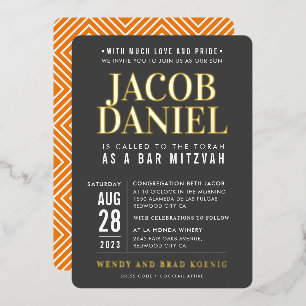 BAR MITZVAH Moderner Minimalfett-Junge, grau Folieneinladung