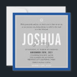BAR MITZVAH Moderner Name Graublau Einladung<br><div class="desc">durch kat massard >>> kat@simplysweetPAPERIE.com << << CONTACT ME für den benutzerdefinierten Wortlaut oder um irgendwelche Zeilen in hebräischer Liebe das Design hinzuzufügen, aber möchte einige Änderungen sehen - ein anderes Farbschema, Produkt, ein Foto hinzufügen oder angepasst für einen anderen Anlass - keine Sorgen einfach kontaktieren Sie mich - ich...</div>