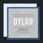 BAR MITZVAH Moderner Name Graublau königsblau DYLA Einladung<br><div class="desc">durch kat massard >>> kat@simplysweetPAPERIE.com << << CONTACT ME für den benutzerdefinierten Wortlaut oder um irgendwelche Zeilen in hebräischer Liebe das Design hinzuzufügen, aber möchte einige Änderungen sehen - ein anderes Farbschema, Produkt, ein Foto hinzufügen oder angepasst für einen anderen Anlass - keine Sorgen einfach kontaktieren Sie mich - ich...</div>