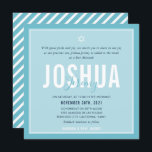 BAR MITZVAH Moderner Name leuchtend blau Einladung<br><div class="desc">durch kat massard >>> kat@simplysweetPAPERIE.com << << CONTACT ME für den benutzerdefinierten Wortlaut oder um irgendwelche Zeilen in hebräischer Liebe das Design hinzuzufügen, aber möchte einige Änderungen sehen - ein anderes Farbschema, Produkt, ein Foto hinzufügen oder angepasst für einen anderen Anlass - keine Sorgen einfach kontaktieren Sie mich - ich...</div>