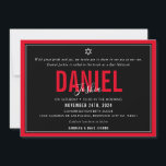 BAR MITZVAH Moderner Sportjunge mit fett rotem Sch Einladung<br><div class="desc">durch kat massard >>> kat@simplysweetPAPERIE.com << << CONTACT ME für den benutzerdefinierten Wortlaut oder um irgendwelche Zeilen in hebräischer Liebe das Design hinzuzufügen, aber möchte einige Änderungen sehen - ein anderes Farbschema, Produkt, ein Foto hinzufügen oder angepasst für einen anderen Anlass - keine Sorgen einfach kontaktieren Sie mich - ich...</div>