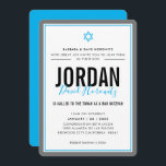 BAR MITZVAH Moderner Star Junge Aqua Blue Einladung<br><div class="desc">durch kat massard >>> kat@simplysweetPAPERIE.com << << CONTACT ME für den benutzerdefinierten Wortlaut oder um irgendwelche Zeilen in hebräischer Liebe das Design hinzuzufügen, aber möchte einige Änderungen sehen - ein anderes Farbschema, Produkt, ein Foto hinzufügen oder angepasst für einen anderen Anlass - keine Sorgen einfach kontaktieren Sie mich - ich...</div>