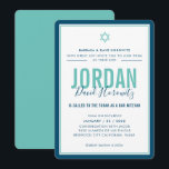 BAR MITZVAH Moderner Star Junge Blau Minze Grün Einladung<br><div class="desc">durch kat massard >>> kat@simplysweetPAPERIE.com << << CONTACT ME für den benutzerdefinierten Wortlaut oder um irgendwelche Zeilen in hebräischer Liebe das Design hinzuzufügen, aber möchte einige Änderungen sehen - ein anderes Farbschema, Produkt, ein Foto hinzufügen oder angepasst für einen anderen Anlass - keine Sorgen einfach kontaktieren Sie mich - ich...</div>