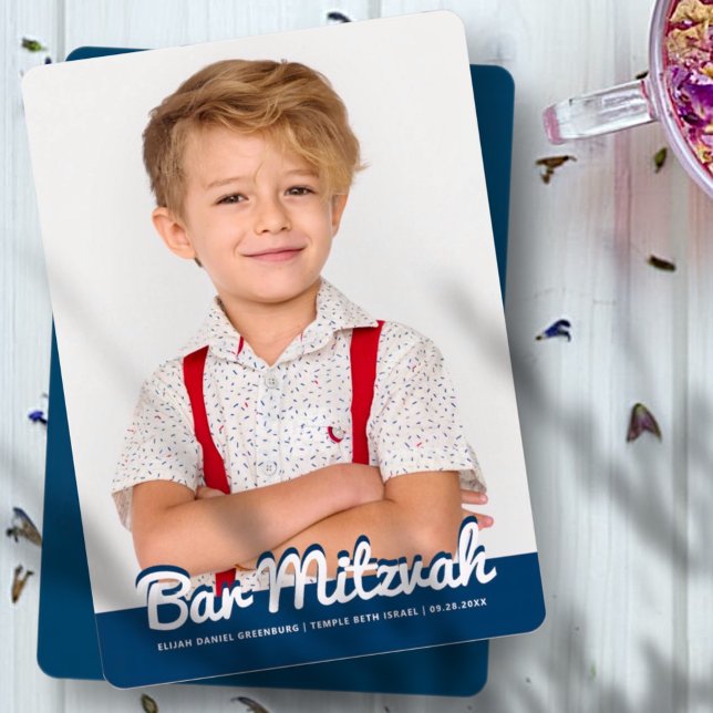 Bar Mitzvah Modernes Foto Einladung (Von Creator hochgeladen)